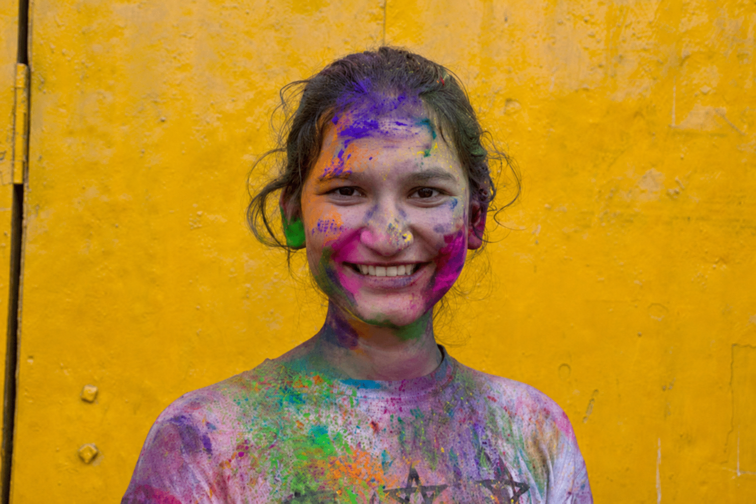 Girl on Holi Festival at Bashantapur Nepal