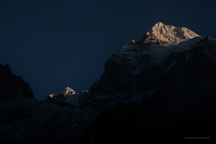 First Sun ray in the mountain