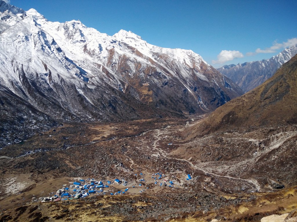 Kyanjin Gompa and the upper Langtang valley seen from Kyanjin Ri