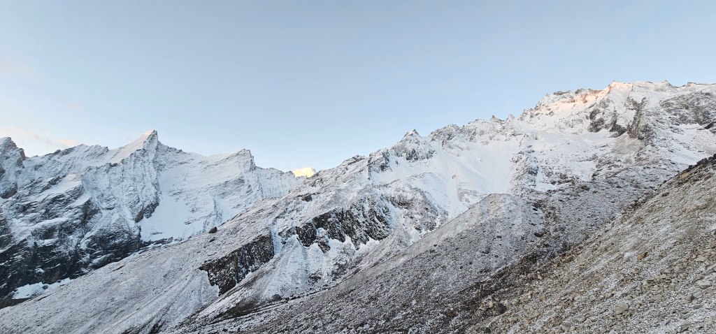 Prayer flags on Larke La, the high pass of the Manaslu Circuit