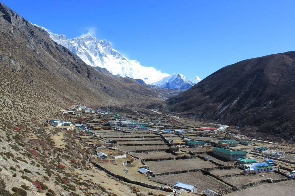 Dingboche with Lhotse behind it